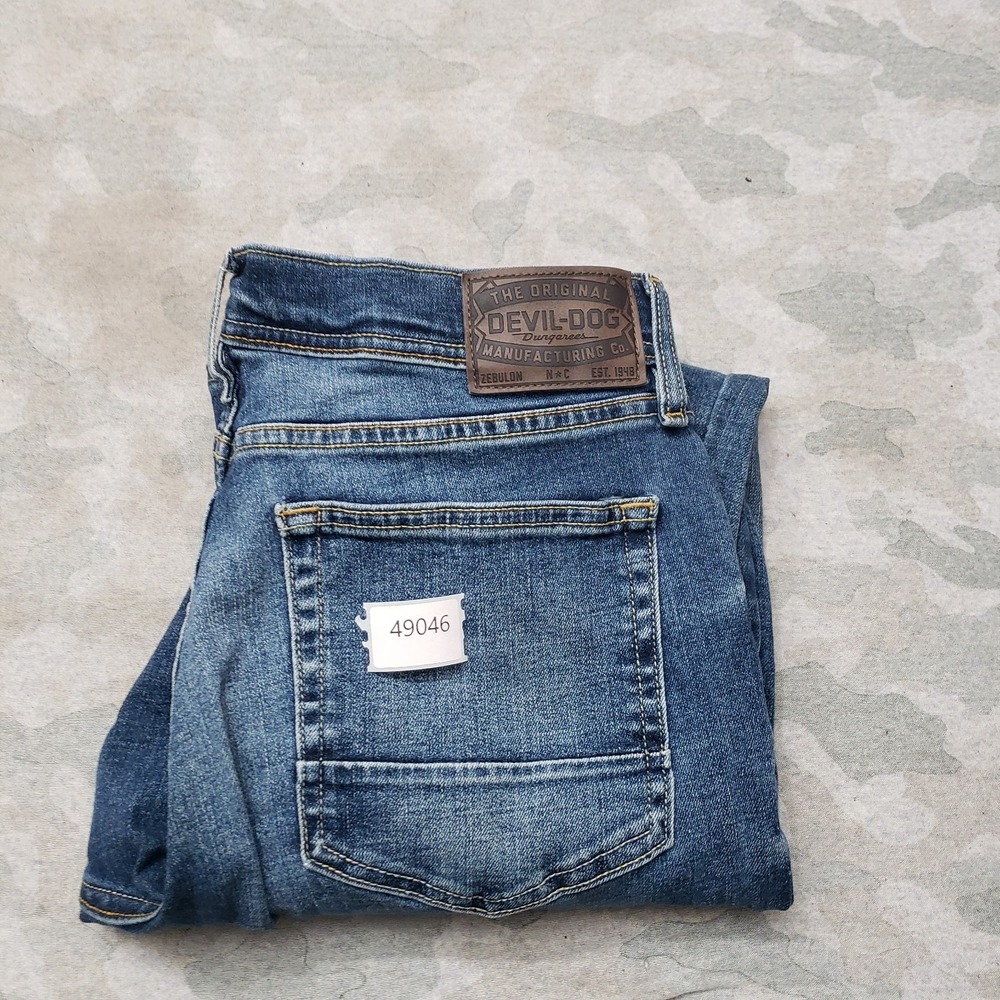 Devil Dog Jeans Mens 32x34 Blue Whiskered Denim Medium Wash Athletic Fit - Picture 11 of 11